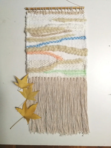 Handwoven Natural, Cream, White, and Pastel Toned Artisanal Tapestry 2