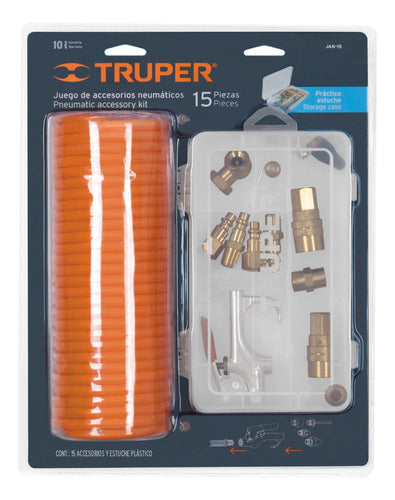 Truper Kit 15 Piezas Compresor De Aire Acople Manguera 19094 1