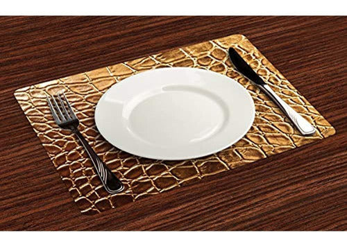 Lunarable Animal Print Place Mats Set De 4 Tinte Golden Vivi 2