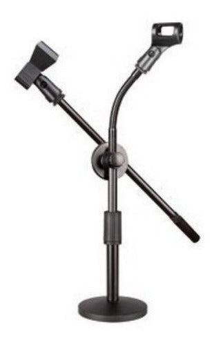 Moon Table Double Microphone Stand with Flexible Neck PMM03D 0