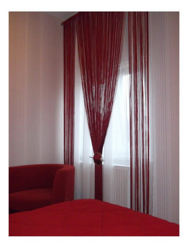 Set of 2 Fringed Curtain Panels Glass Thread Room Divider Decorations 2x2m 42