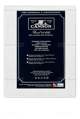 Cannon Pack X2 Flat Hotel Sheets Queen Size 180 Threads 1