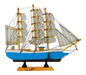 Miniatura Barco Navio Veleiro Madeira Casco Azul 26x5x29cm 2