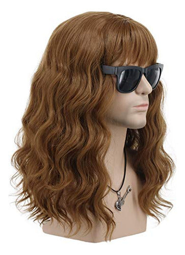 Vgbeaty Hombres Mujeres Long Curly Brown California Hard 80s 2