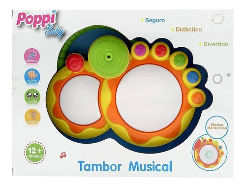 Interactive Children's Double Musical Drum with Light by Poppy Baby 0