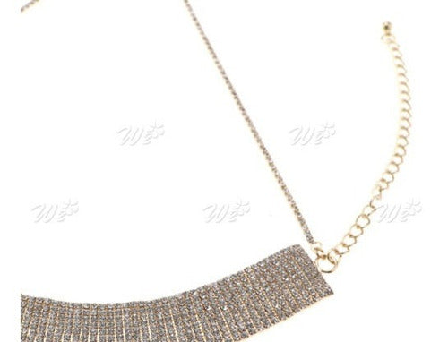 Las Mujeres Diamante Oro Rhinestone Cristal Gargantilla Coll 2