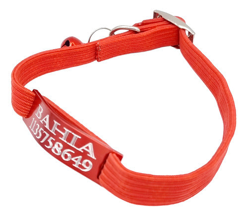 Medallas para Perros Red Aluminum Cat Tag + 1 Cm Flexible Red Collar 0