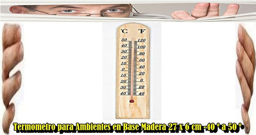 Wooden Base Thermometer for Indoor Use 27 x 6 Cm -40º to 50º 1