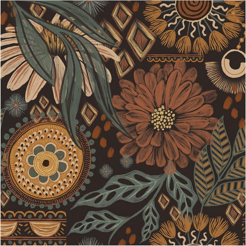 Haokhome 93291 Wallpaper Peel and Stick Floral Boho Brown/Peach 0