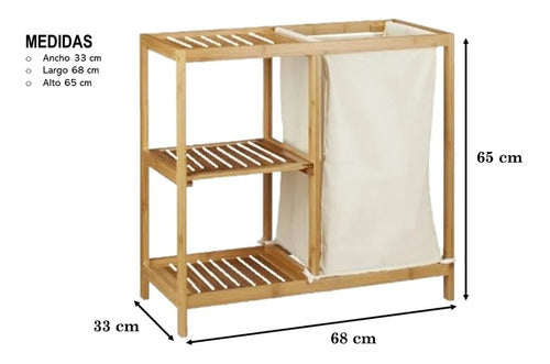 Bonux Bamboo Shelf Laundry Basket with 3 Shelves 1