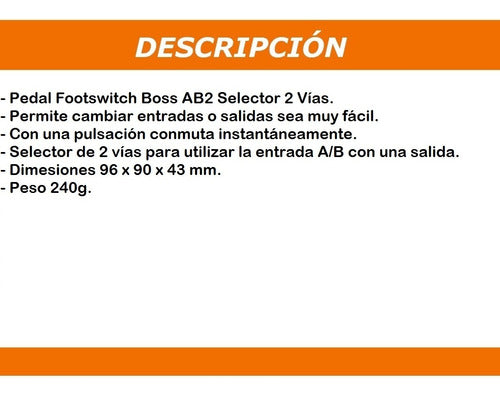 Boss AB2 Footswitch Pedal Selector 2 Ways 1