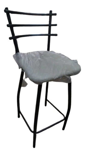 Ortiz High Stool With Backrest - Pipe Frame and Upholstered Seat 0