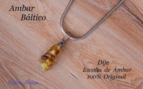 Original Nefer Joyas Ámbar Báltico Piedra Natural Bellísimo Dije - Engarce Acero 1