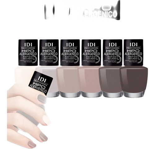 Idi Combo De 6 Esmalte Uñas Nude Hipoalergenico Perfumeria! 0