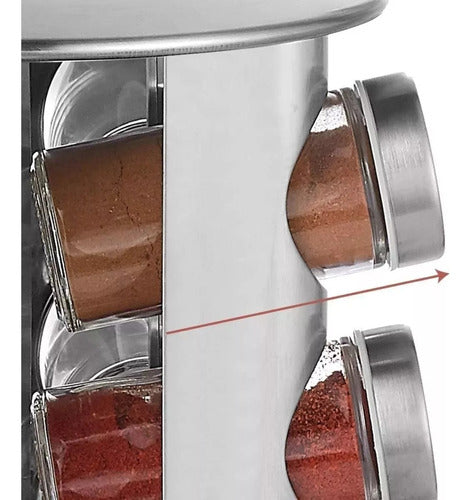 Genérica Especiero Condimentero De Acero Inoxidable 12 Frascos Vidrio 6