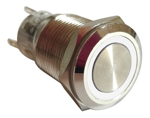 Chrome Plated Metal Momentary Push Button 19mm White LED No Retention IP67 1