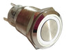 Chrome Plated Metal Momentary Push Button 19mm White LED No Retention IP67 1