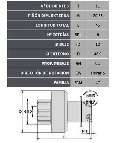 Bendix De Arranque Tipo Valeo Peugeot 106/206/ci C3/c4 10d. 1