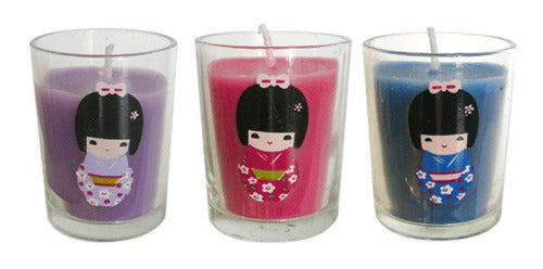 Set X 3 Velas Kokeshi Frasco Colores 0