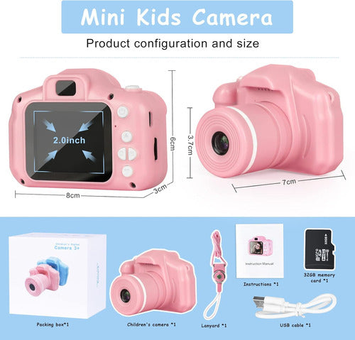 NINE CUBE Pink Camera for Kids Aged 4-8 with 32GB SD Card 1