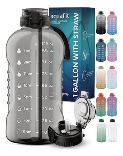 AQUAFIT One Gallon Water Bottle with Straw and 2-in-1 Lid 0