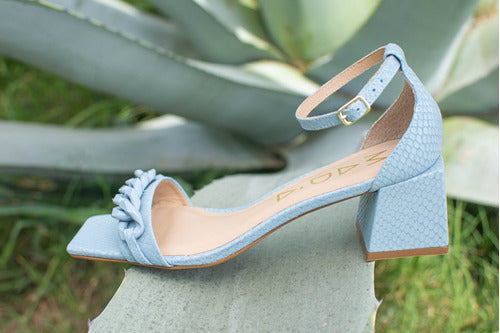 Marí Madá Ladies' Light Blue Leather Snake Sandal with Chain 0