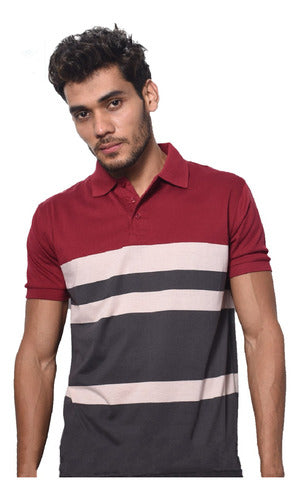 Men's Premium Imported Striped Cotton Polo Shirt in Special Sizes 24