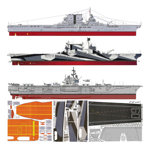 MODELO PARA IMPRIMIR Uss Saratoga (x3) 1:200 Papercraft Full 0