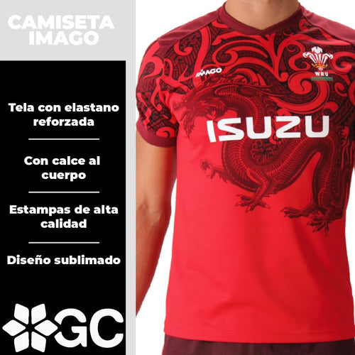 Imago Camiseta De Rugby Adultos Tela Premium Gales 2023 5