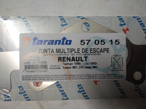 Taranto Junta Múltiple De Escape Renault Twingo/Clio/Kangoo 1