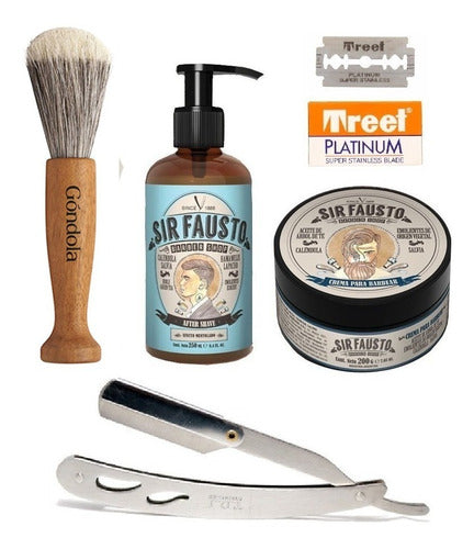 Sir Fausto Crema De Barbear + Navaja + After Shave + Brocha 0