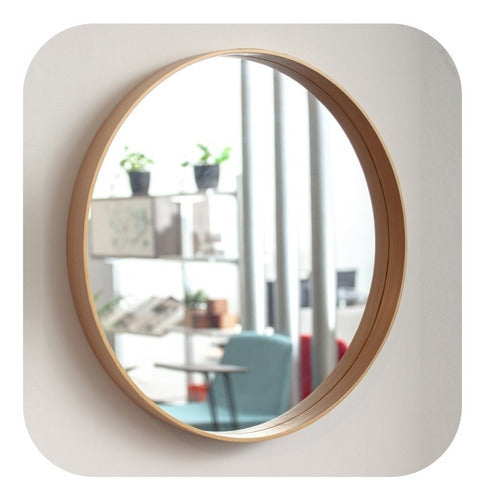 Round Mirror 50cm Solid Paraíso Wood Frame Circular 0