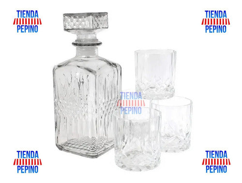 Set Whisky 5 Piezas Vidrio Botella 4 Vasos Tienda Pepino 3