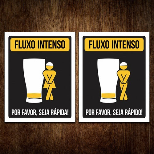 2 Plaquinhas Retro Banheiro Cerveja Bar Fluxo Intenso 0