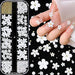 Tyemp 3D Flower Nail Art Charms, 250pcs White Flowers Nail Rhinestones Kit 0