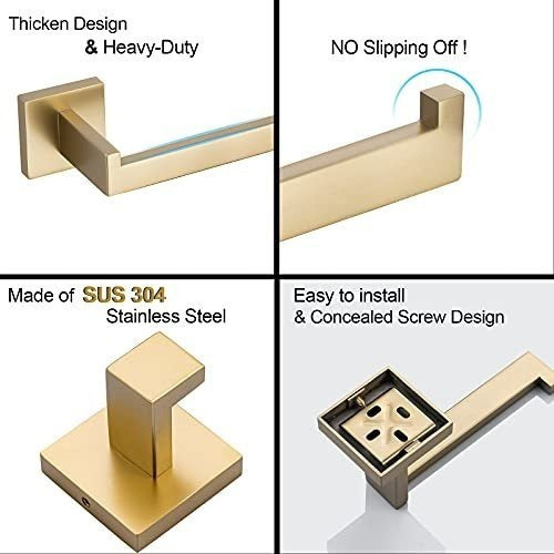 Uego De Accesorios De Baño De Acero Inoxidable Brushed Gold 5