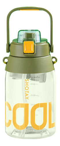 Sports Water Bottle Tritan Plastic with Button and Strap 1.4L 0