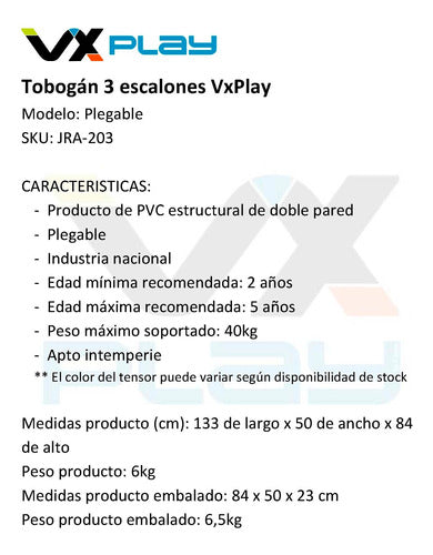 VX Play Combo Tobogan 3 Escalones Plegable + Hamaca Tablita 1