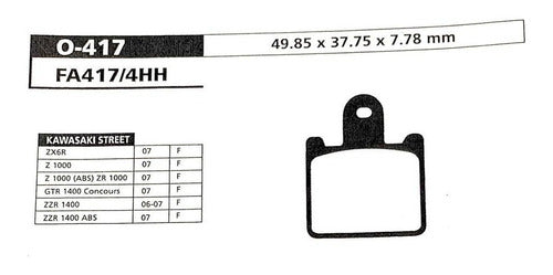 ORA Pastilla Freno Del Kawasaki Street Gtr 1400 Concours Ora 0