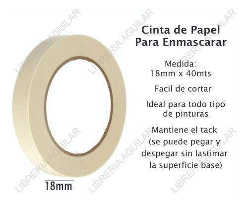 3 Adhesive Paper Tape 18mm Masking for Painter 1