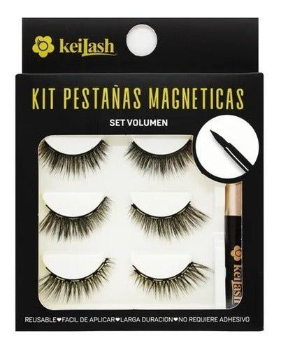 Keilash Pestañas Postizas Magnéticas Set Volumen+delineador 0