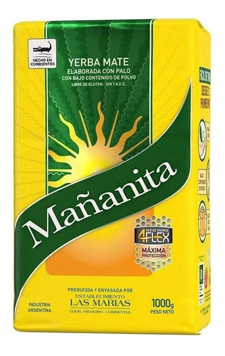 Mañanita Yerba Mate 4 Flex Con Palo Sin Tacc 1kg Pack of 4 Units 0