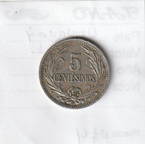 Genérica M613 Uruguay 5 Centavos Año 1901 Km# 21 0