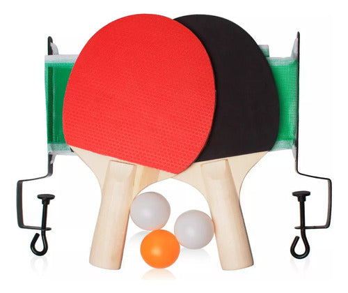 Set De Ping Pong 2 Paletas + 3 Pelotas + Red Pingpong 0