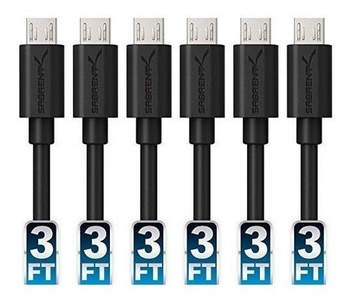 Sabrent [6-Pack] 22AWG Premium 3ft Micro USB Cables USB 2.0 0