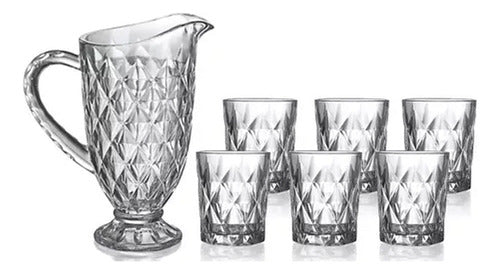 Set 1.1L Pitcher + 6 Ultra Heavy Glass Embossed Tumblers 1