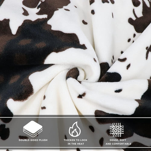 Seegu Cow Print Wool Throw Blanket, Cow Fleece Throws 1