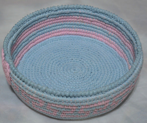 Carpeta De Mesa Cesta 2 Frasquitos Forrados Tejido A Crochet 5