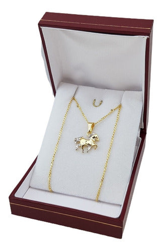 Monarca Joyas Small Horse Pendant Necklace in 18kt Gold Plated 1