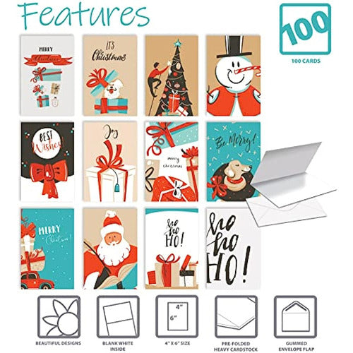 Better Office Products Christmas Greeting Card Set, Package of 100 1